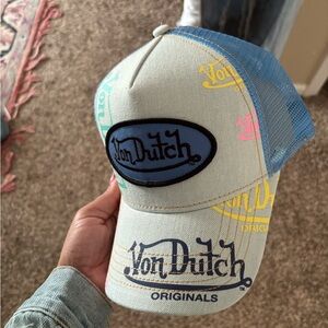 Von Dutch Blue and Yellow Trucker Hat